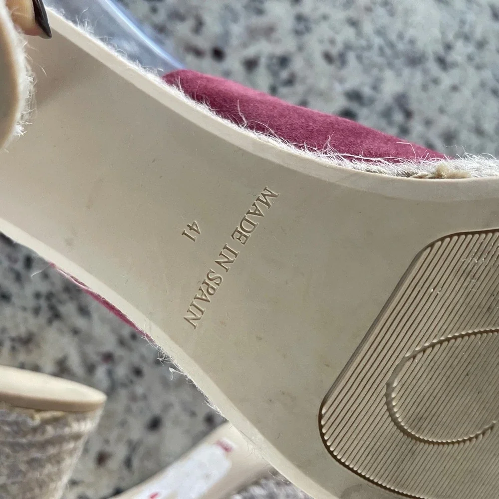 Gaimo Colette Espadrille Mule Women 41 Dark Ant Rose‎ Suede Sq Peep Toe Spain